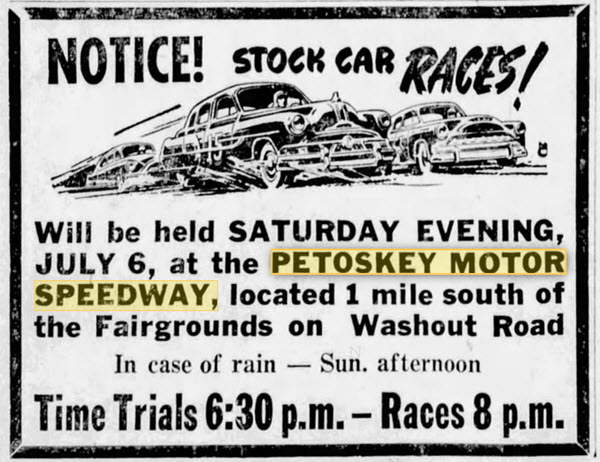 Petoskey Motor Speedway - JULY 5 1957 AD